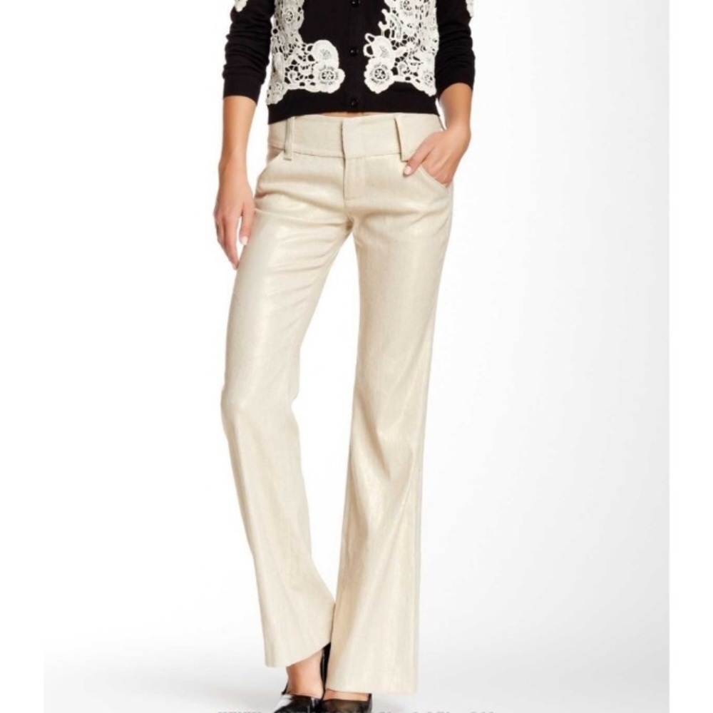 Alice + Olivia Black Metallic Wide leg Pants